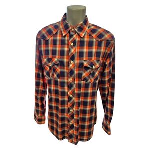 Arizona Jean Co. Men's Plaid LS Shirt - Red & Blue Casual Button Front